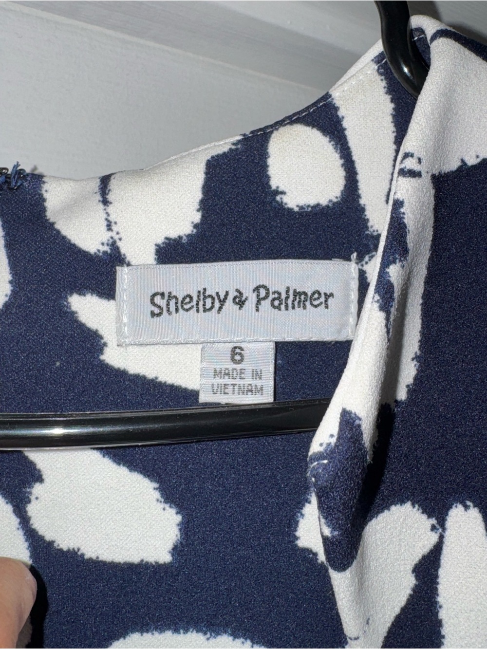 Shelby & Palmer Navy and White Abstract Sheath
